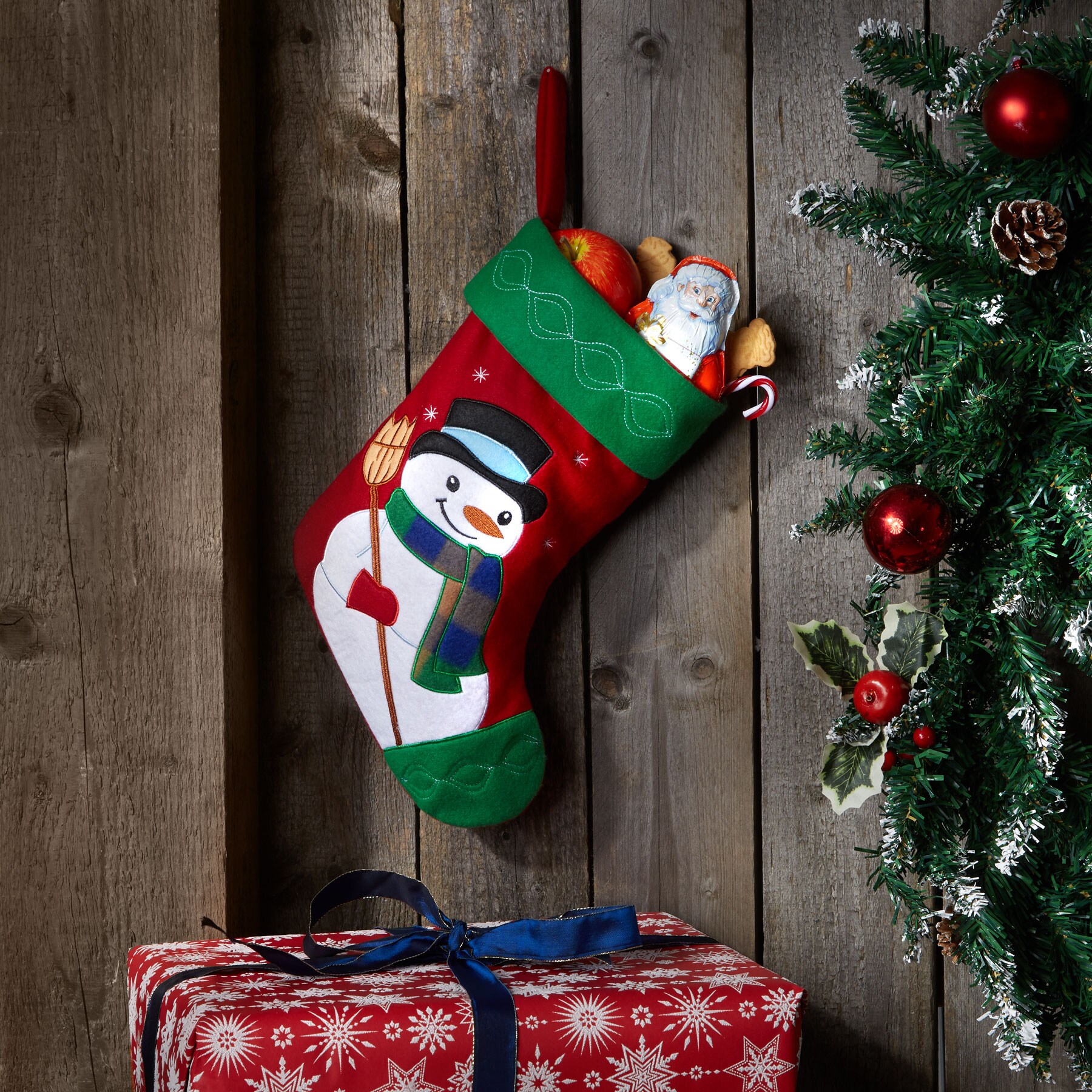 tectake® Nikolausstiefel mit Schneemann-Motiv