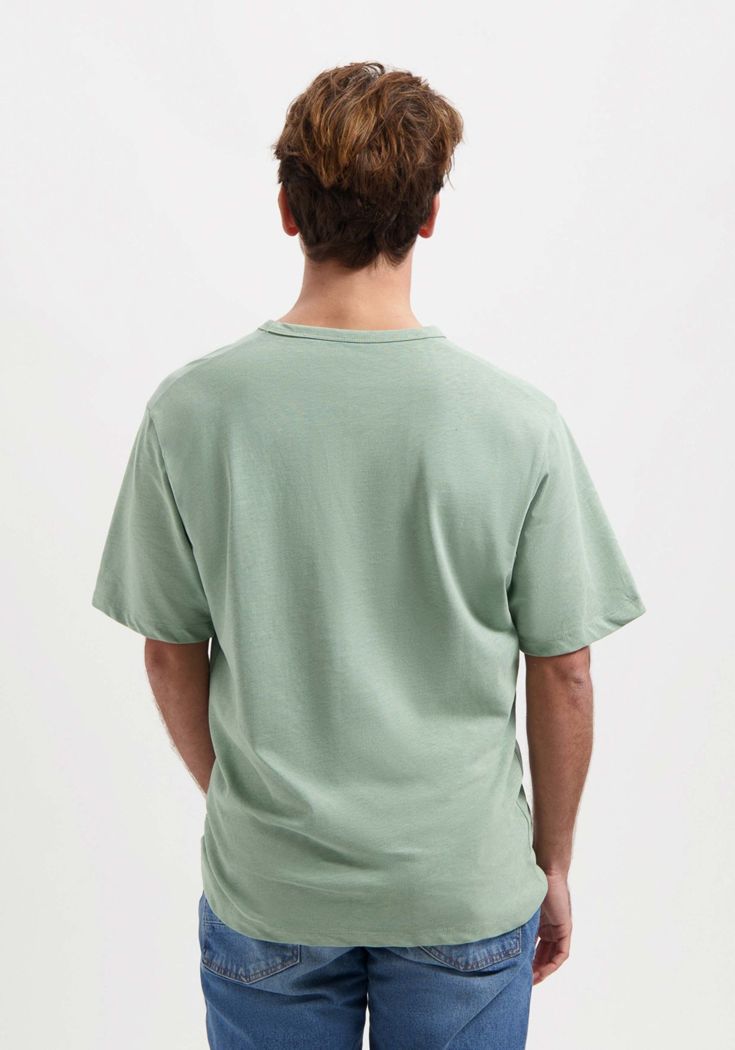 Kuyichi T-Shirt Liam Linen Tee Soft Petrol