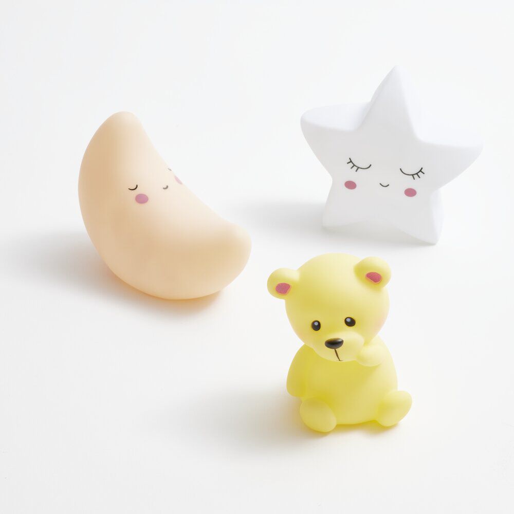Veilleuse à LED ourson/lune/étoile H12,5cm-3 modèles