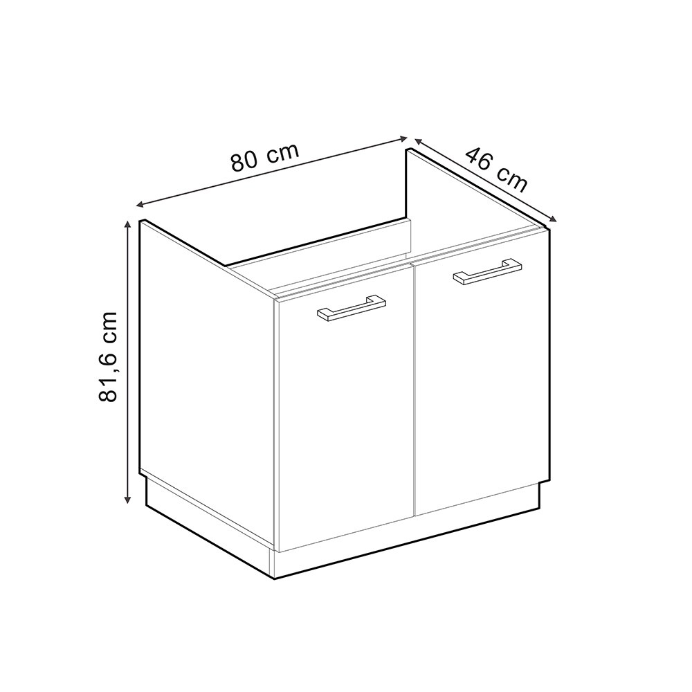 Vicco Spülenunterschrank Küchenschrank R-Line Solid Eiche Schwarz 80 cm modern