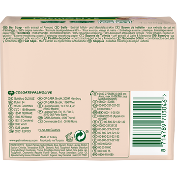 Palmolive Naturals Delicate Care Melk en Amandel Blokzeep 4x90g