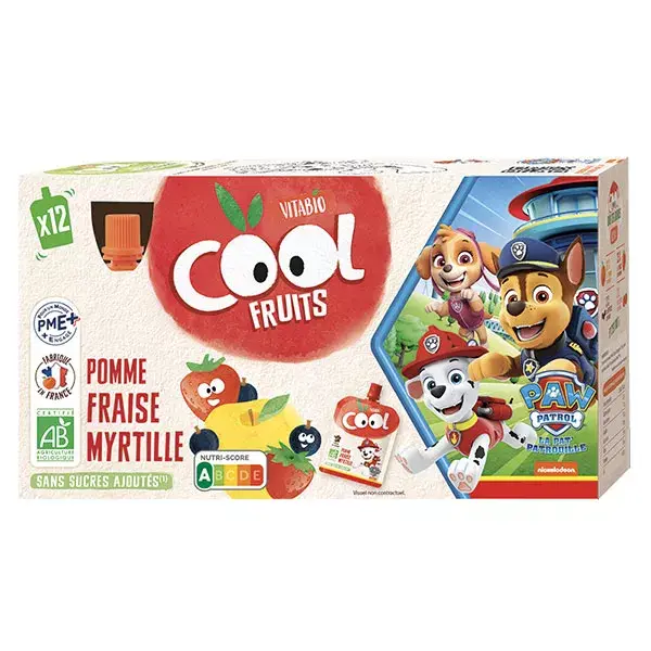 Vitabio Cool Fruits Paw Patrol Maçã Morango Mirtilo Orgânico 12 x 90g