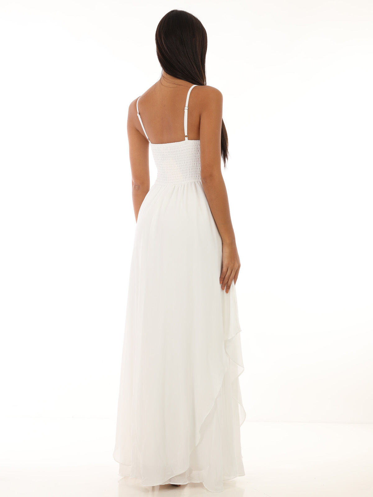 Robe longue fluide à strass- Blanc