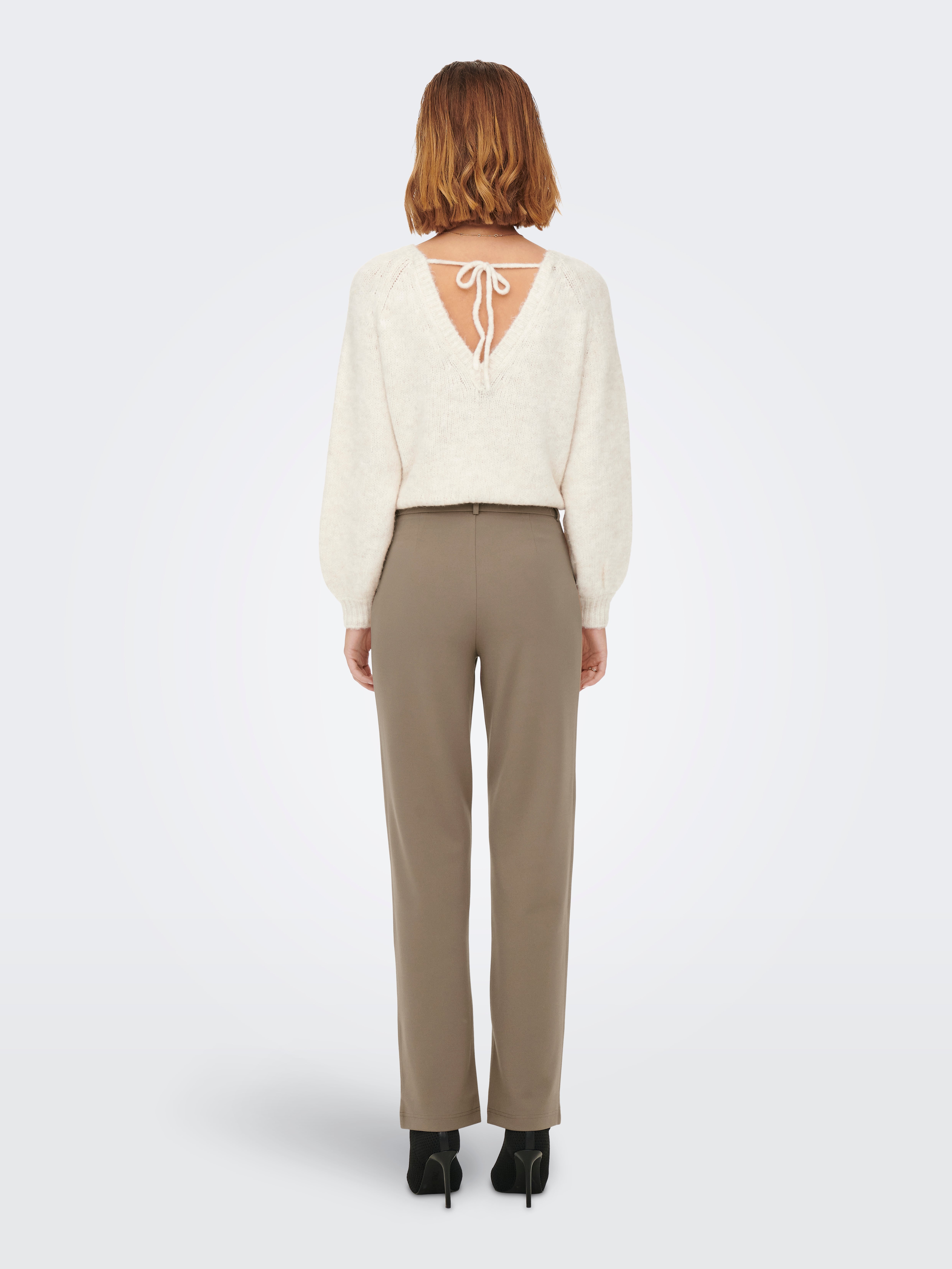 JDYGEGGO Mittlere Taille Gerade geschnitten Klassische Hose Walnut
