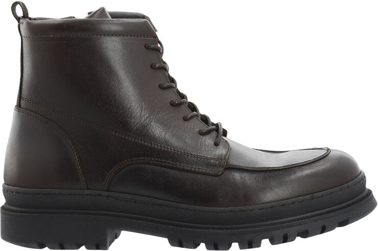 Bianco BIAGRANT Warmlined Moc Toe Lace Up Boot Tumbled Leather Dark brown