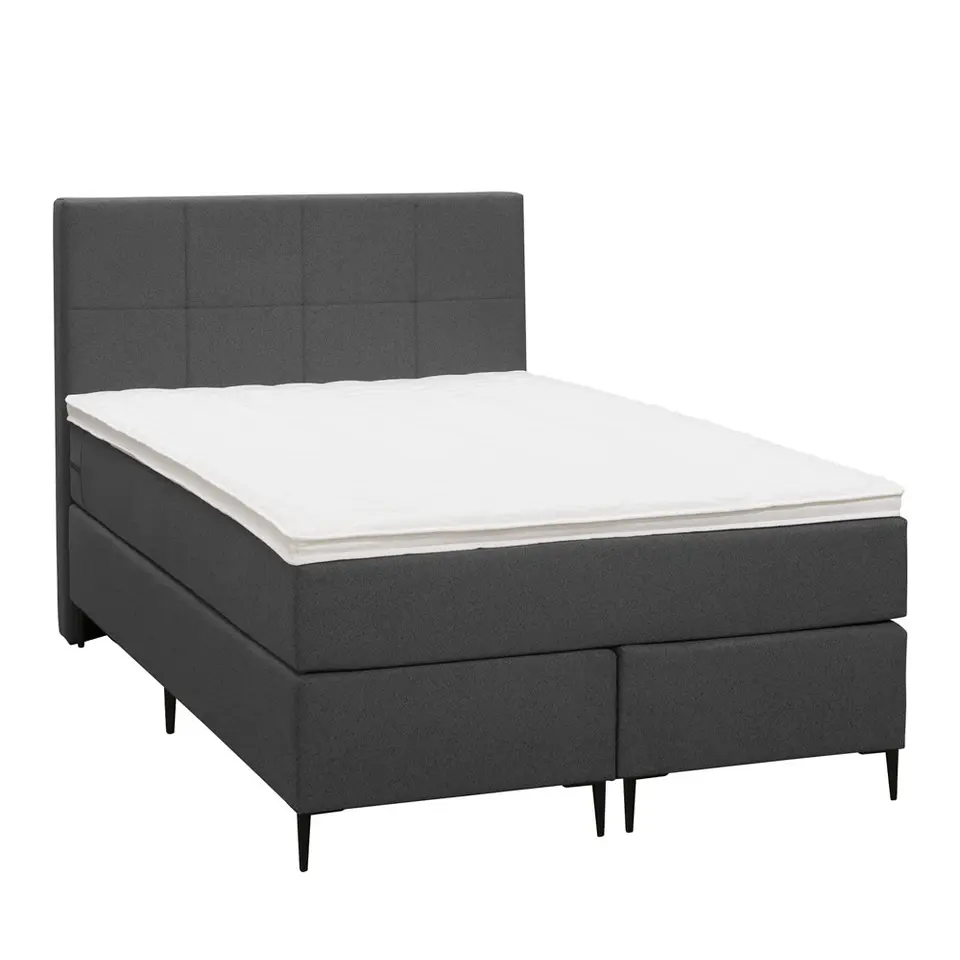 Boxspring Liv geblokt - antraciet - 120x200 cm - slanke poot
