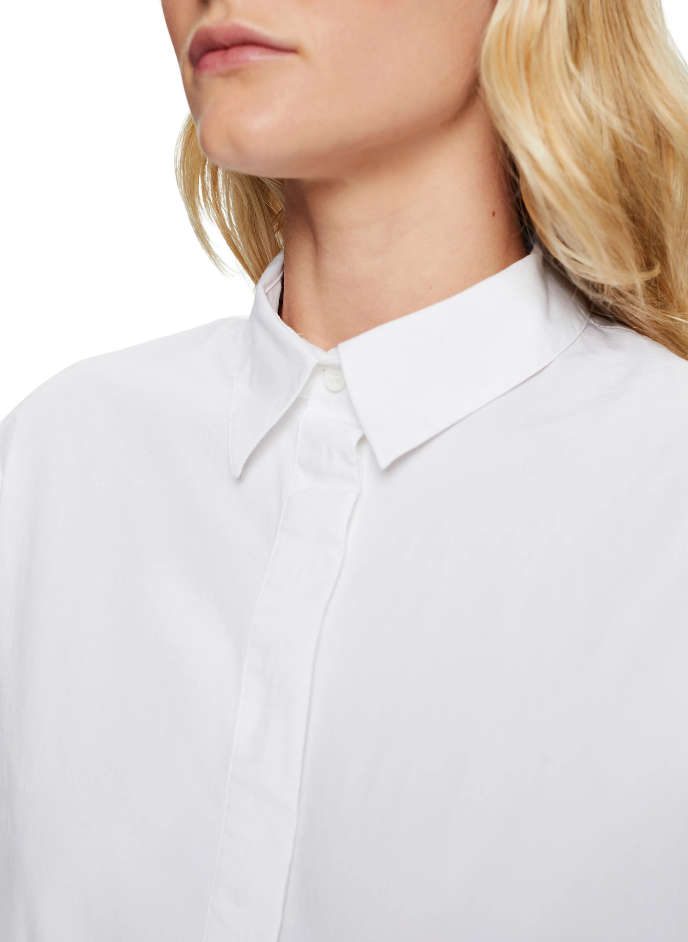 Chemise ajustée col classique en coton | Blanc