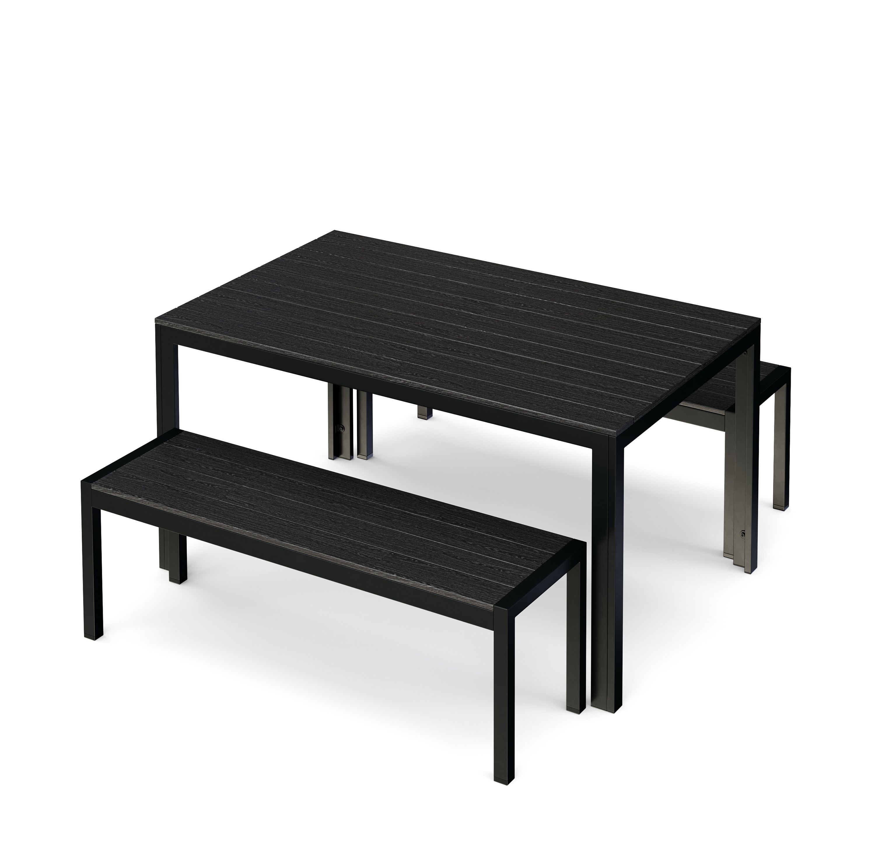 Gartenmöbel Set RIVI 2 Bänke schwarz