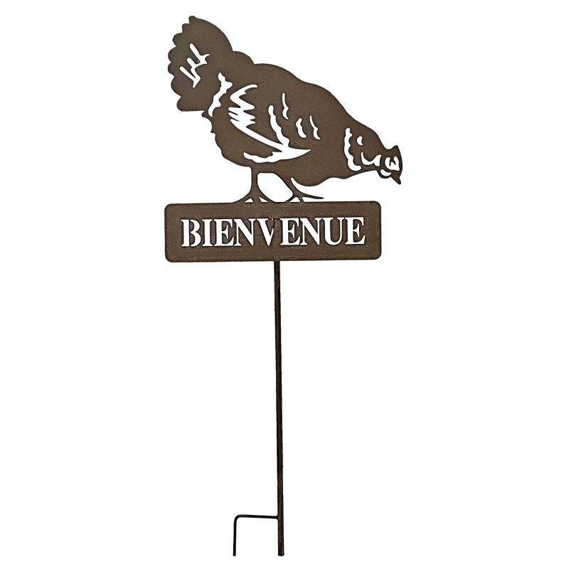 Silhouette déco jardin coq 32x92cm