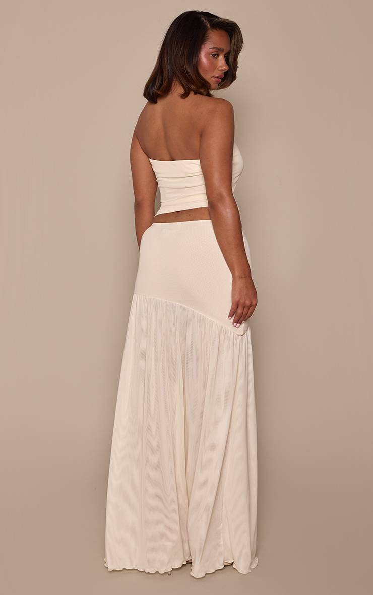 Crème Jupe Longue Asymétrique Drapée À Contraste De Tissu Et Coupe Ajustée Ensemble Coordonné