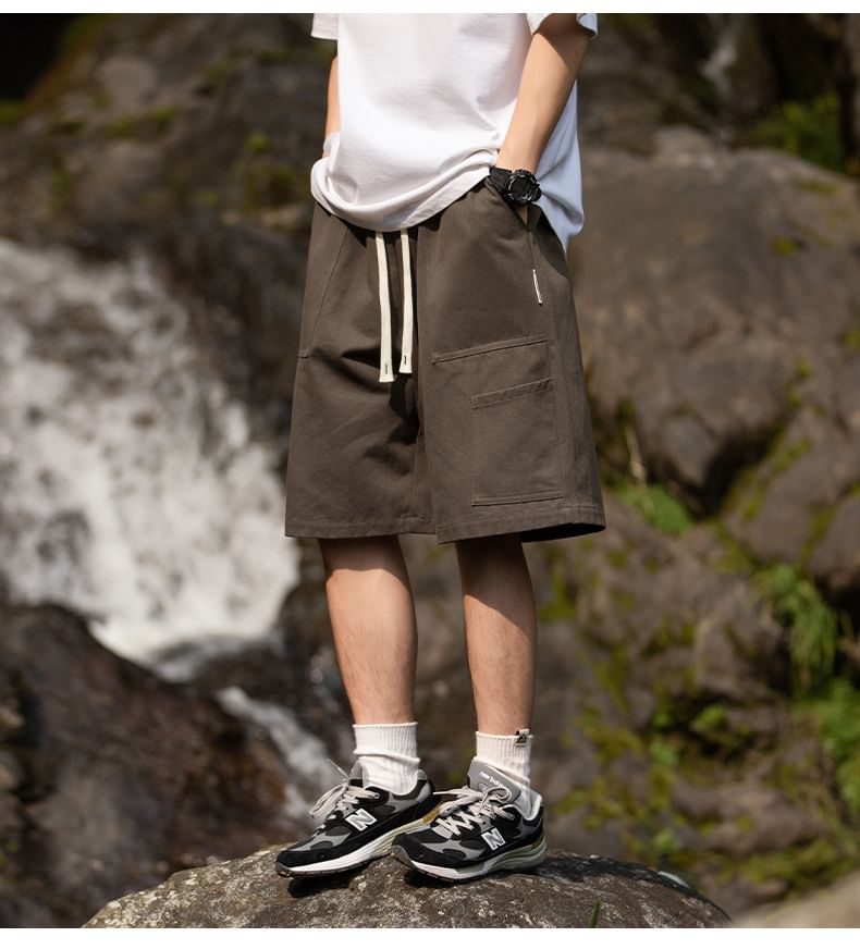 Really Point - Mid Rise Plain Cargo Shorts