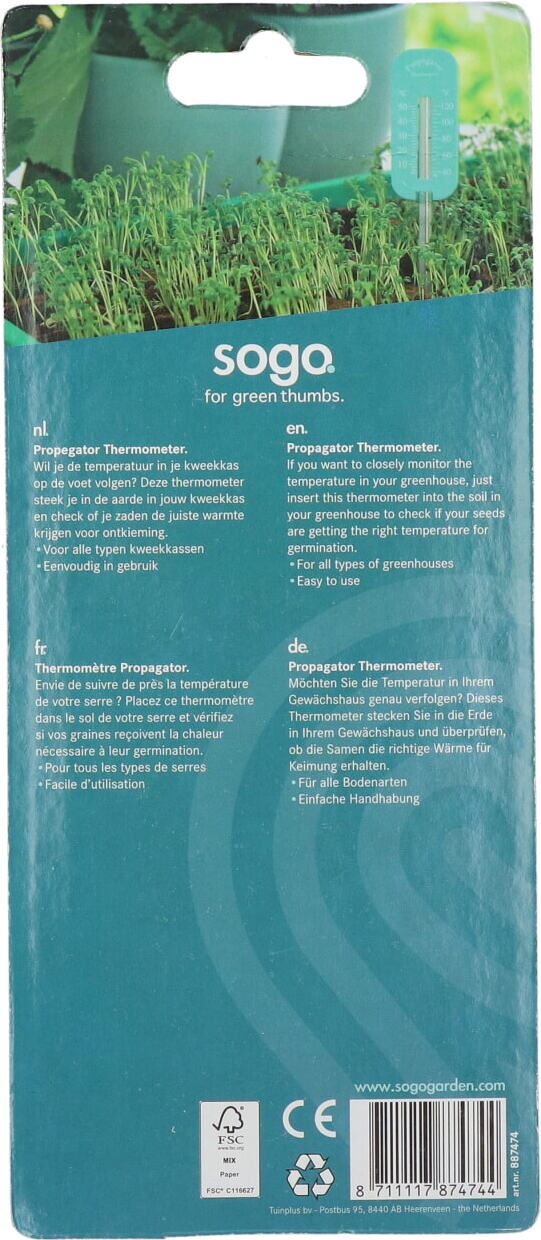 Sogo kweekkas thermometer 16 cm