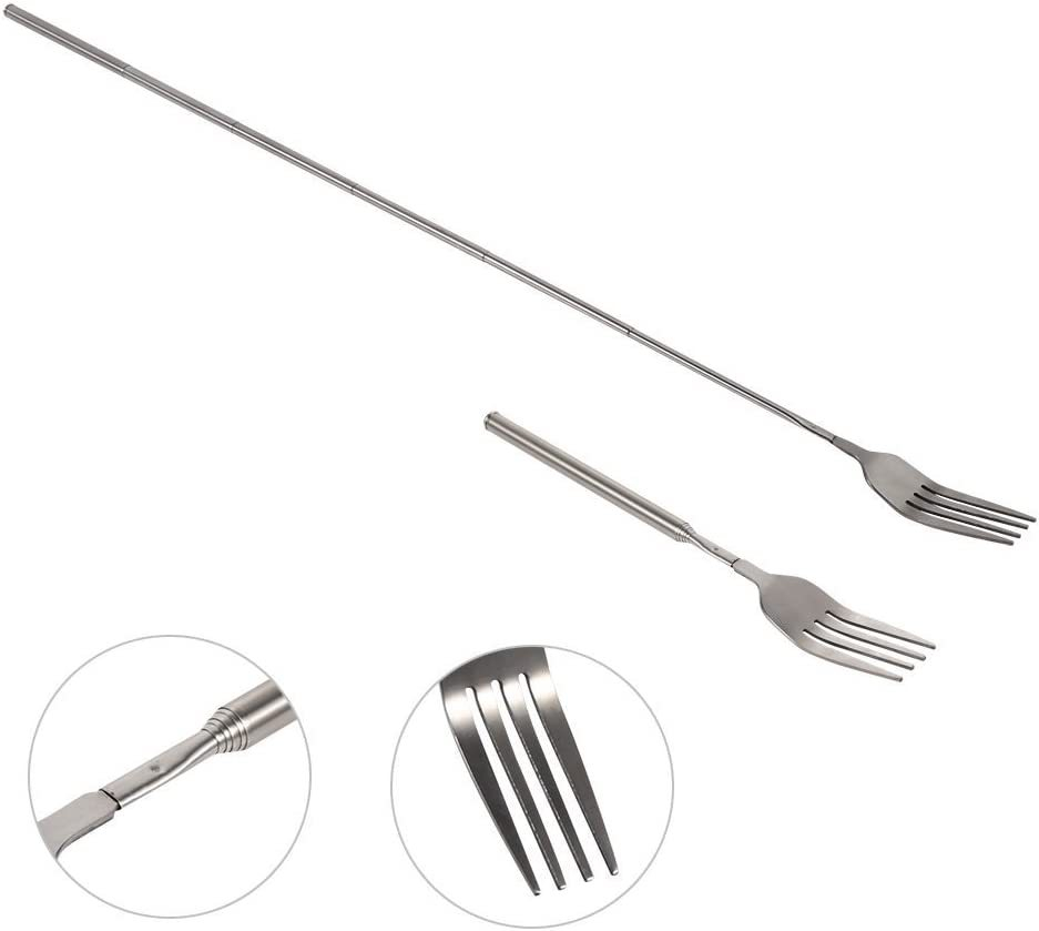 Edelstahl Teleskop Gabel Ausziehbares Essbesteck für Lagerfeuer / Grill / Küche - Silber