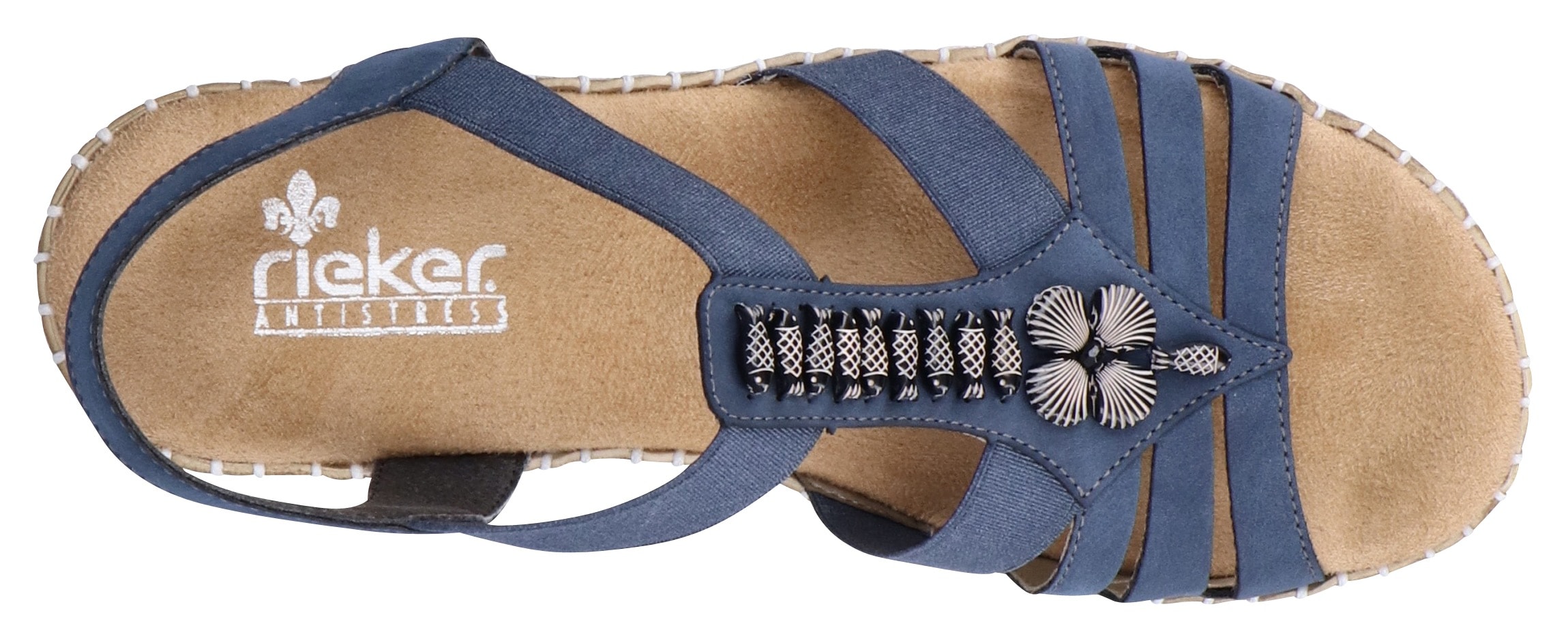 Rieker Riemchensandale  , Sommerschuh, Sandalette, Keilabsatz, mit modischen Schmuckelementen