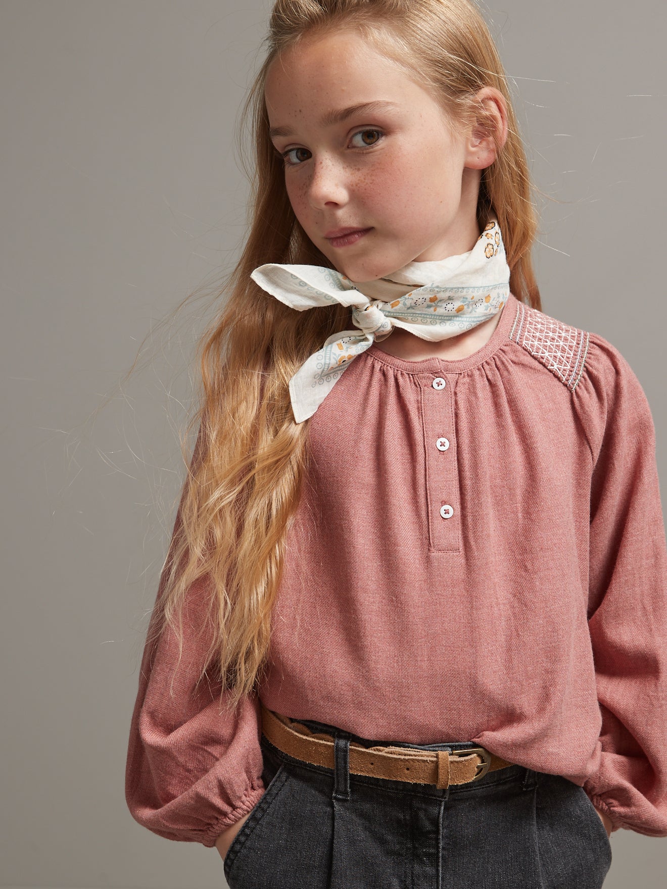 Blouse à smocks Fille