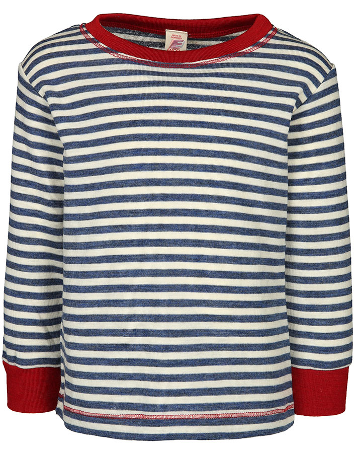 Woll-Langarmshirt BAKids gestreift in graublau melange