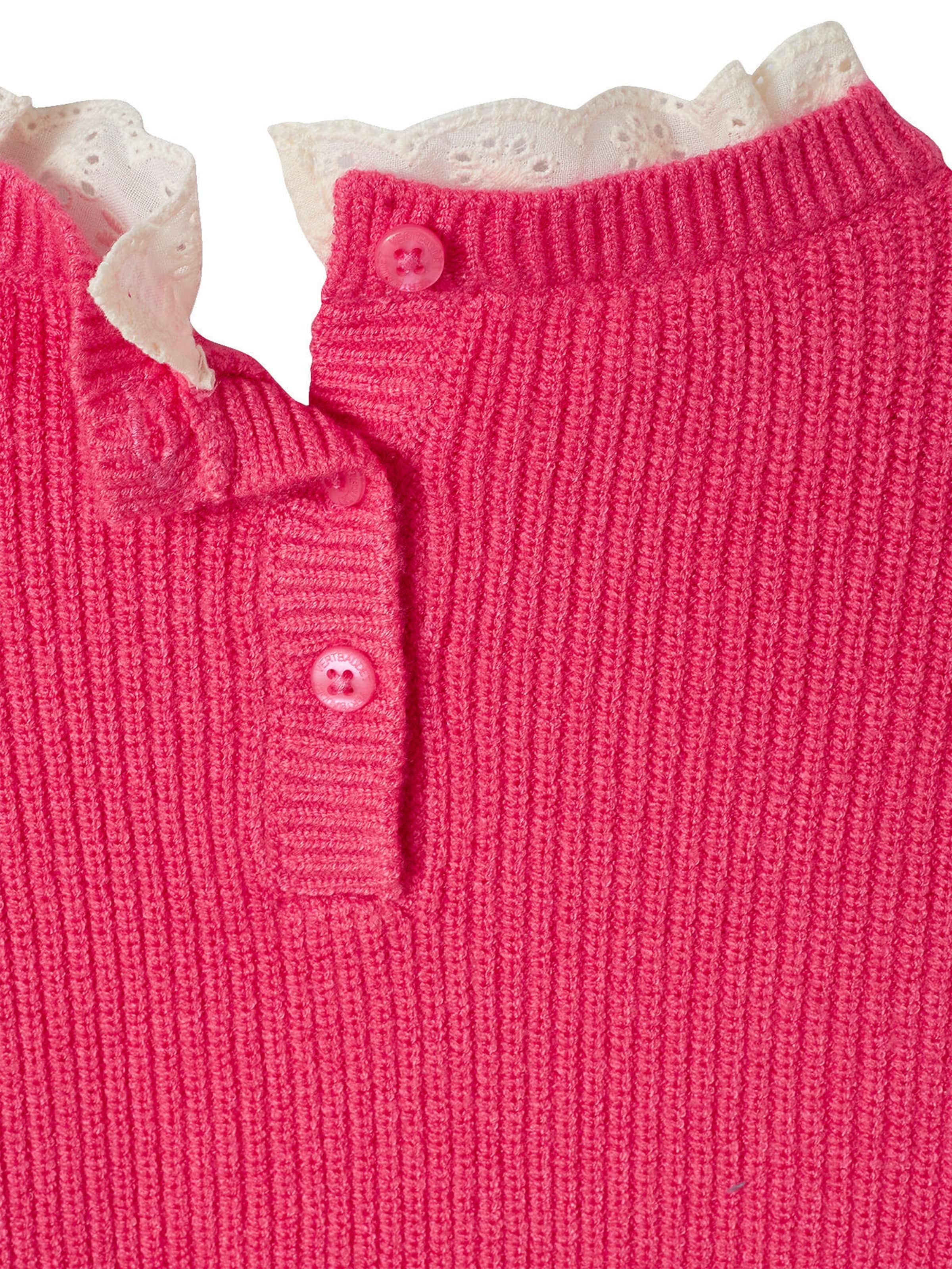 Vertbaudet Mädchen Pullover mit Volantkragen, Capsule Collection MAMA, TOCHTER & BABY bonbon rosa