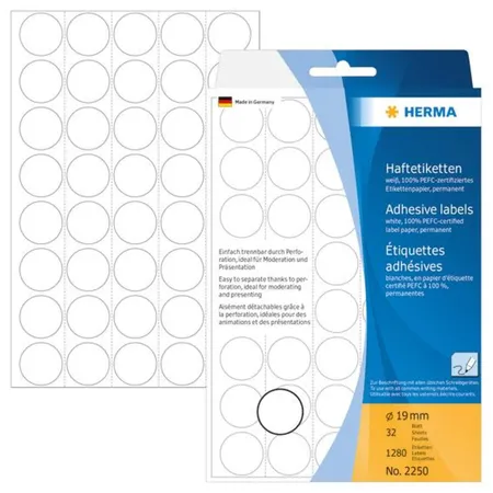 HERMA Etikett Farbpunkt weiß Ø 19mm 1280 St.