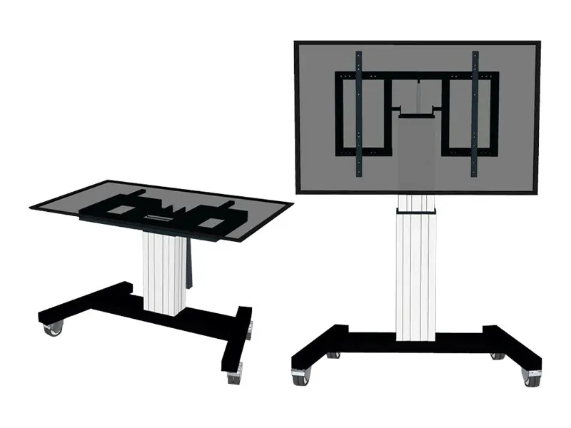 Neomounts PLASMA-M2500T - Vogn med hjul - motoriseret - for fladt panel/AV-udstyr - sølv, RAL 9006, hvid aluminium - skærmstørrelse: 42