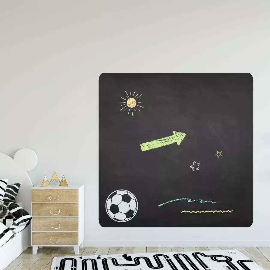 Nikima Wandtattoo 021 Fussball - selbstklebende Tafelfolie Kreidefolie inkl. 3 Stück Kreide schwarz