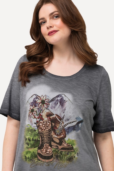 Shirt, Stiefel, Classic, Rundhals, Halbarm
