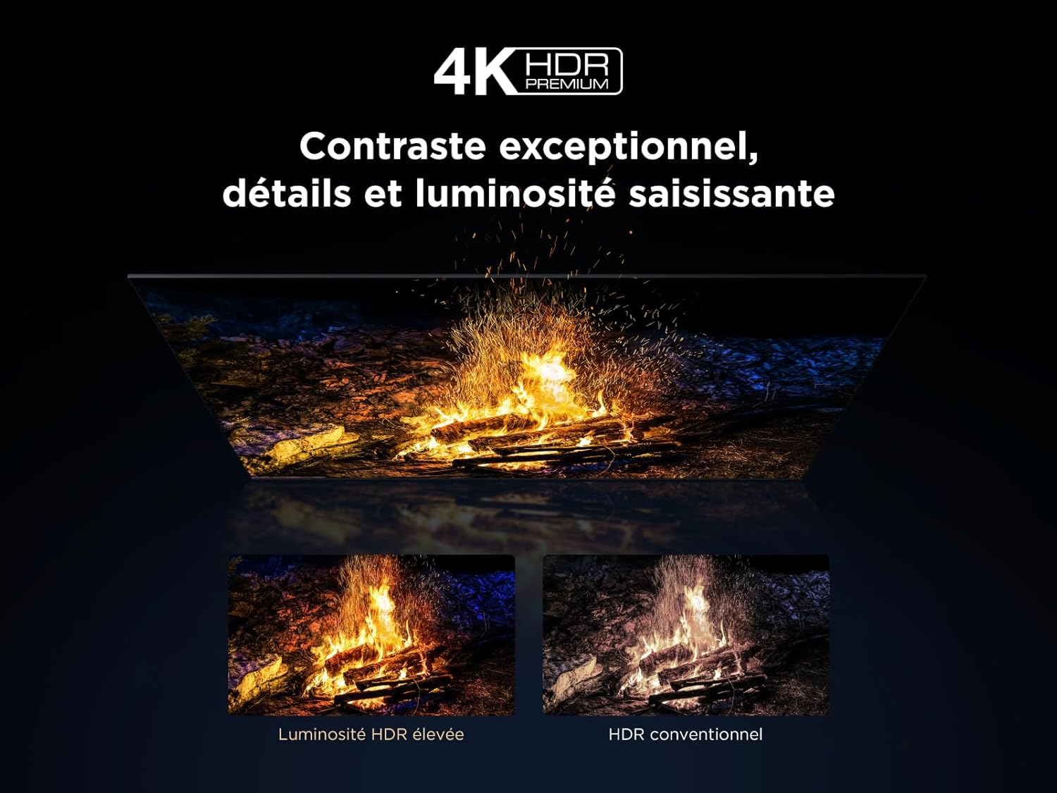 TCL 50Q6C QD-Mini LED TV, 4K HDR Premium 1000nits, Smart TV alimenté par Google (Dolby Vision IQ et Atmos, système Audio Onkyo 2.1, Motion Clarity Pro 144Hz, Game Master, contrôle Vocal Mains Libres) [Classe énergétique E]