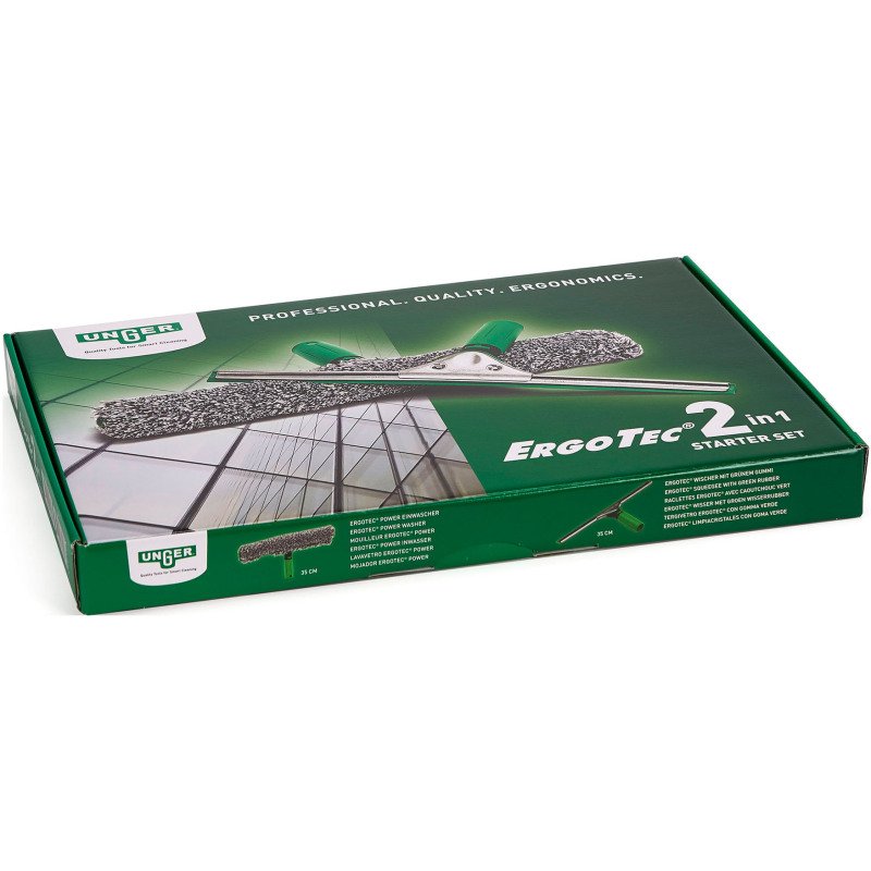 Kit Raclette à vitres ErgoTec 2 en 1 avec mouilleur Power Unger