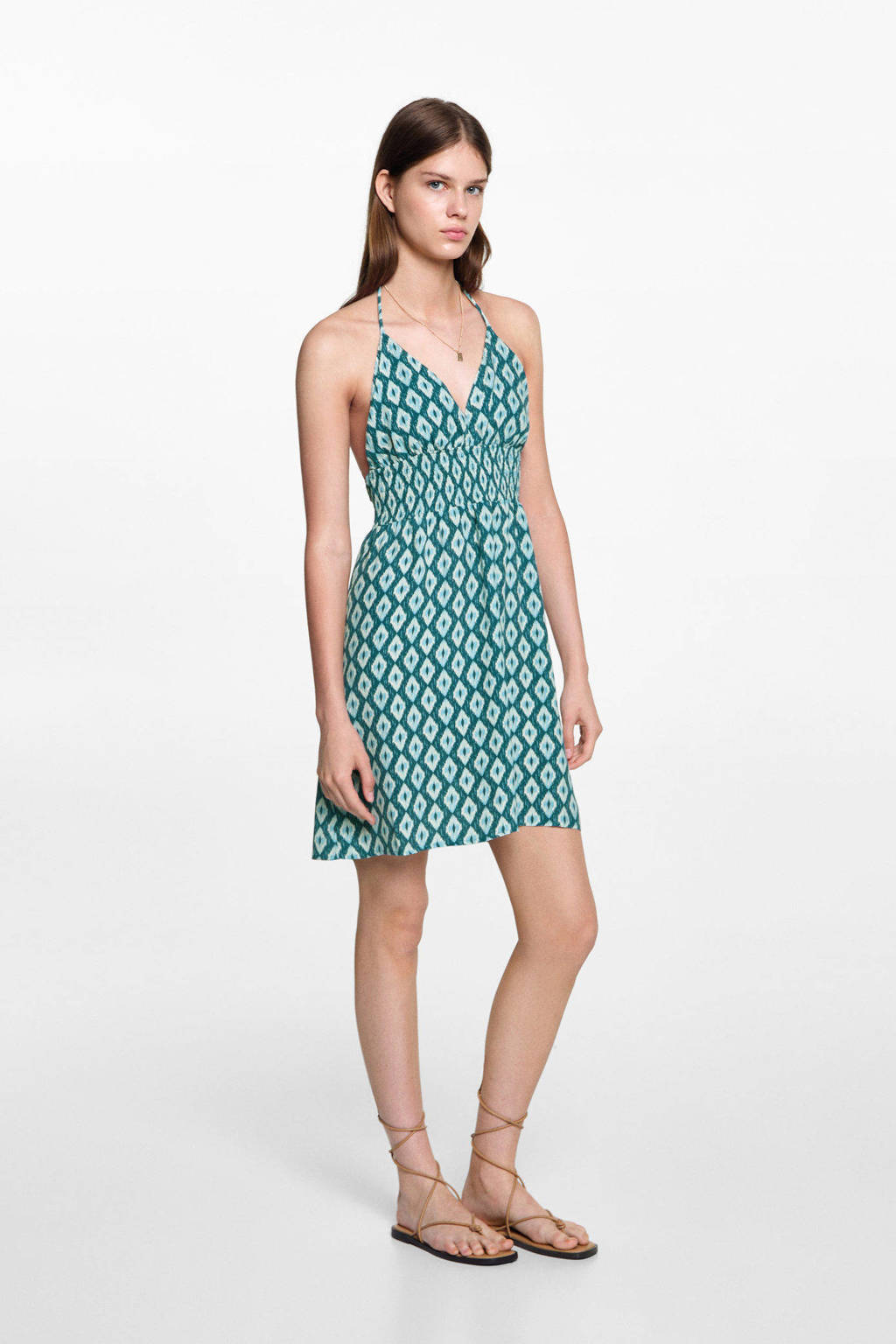 MANGO TEEN jurk met grafische print blauw