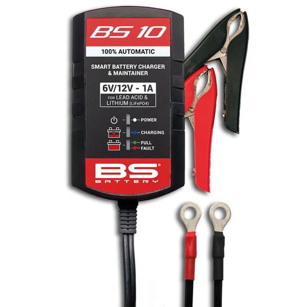 BS Battery - Chargeur de batterie BS10 6V/12V-1 A Noir / Rouge