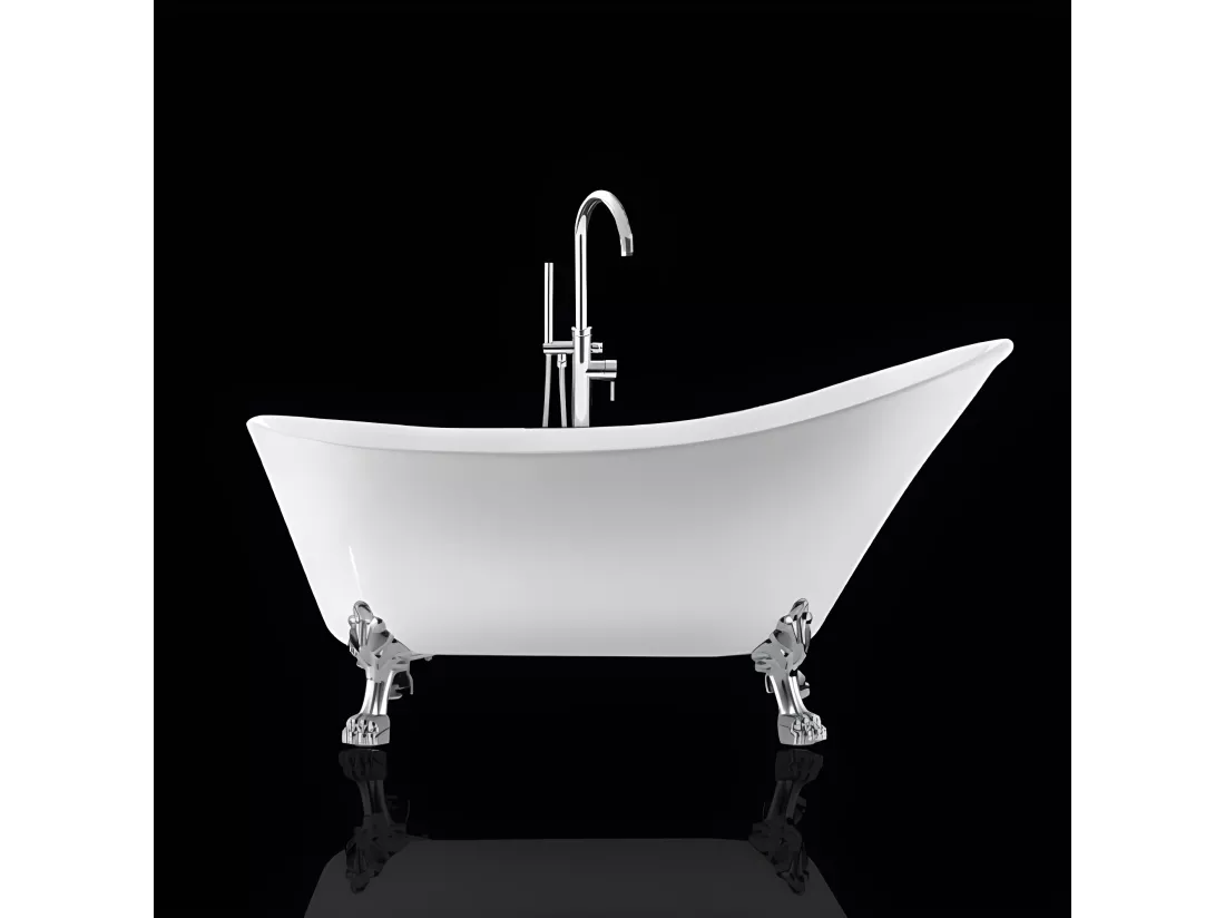 Baignoire ancienne rétro sur pieds BALMAIN Blanche 161 cm Pieds de Lion Chromés
