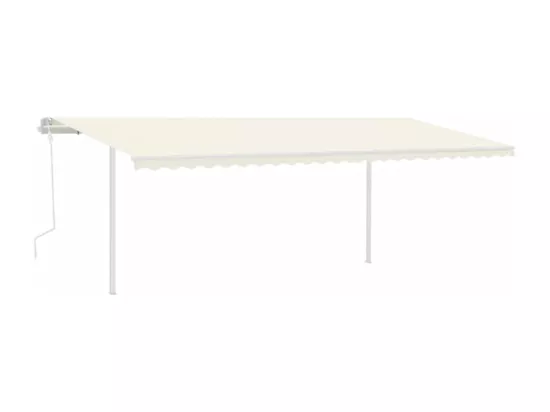 Auvent manuel rétractable avec poteaux 6x3 m Crème