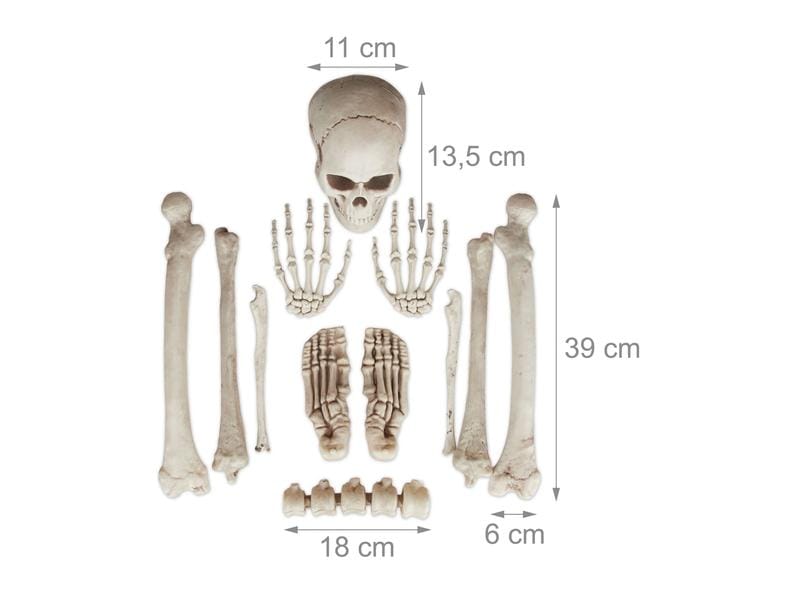 relaxdays Deko-Knochen 12-teiliges Set Halloween Skelett