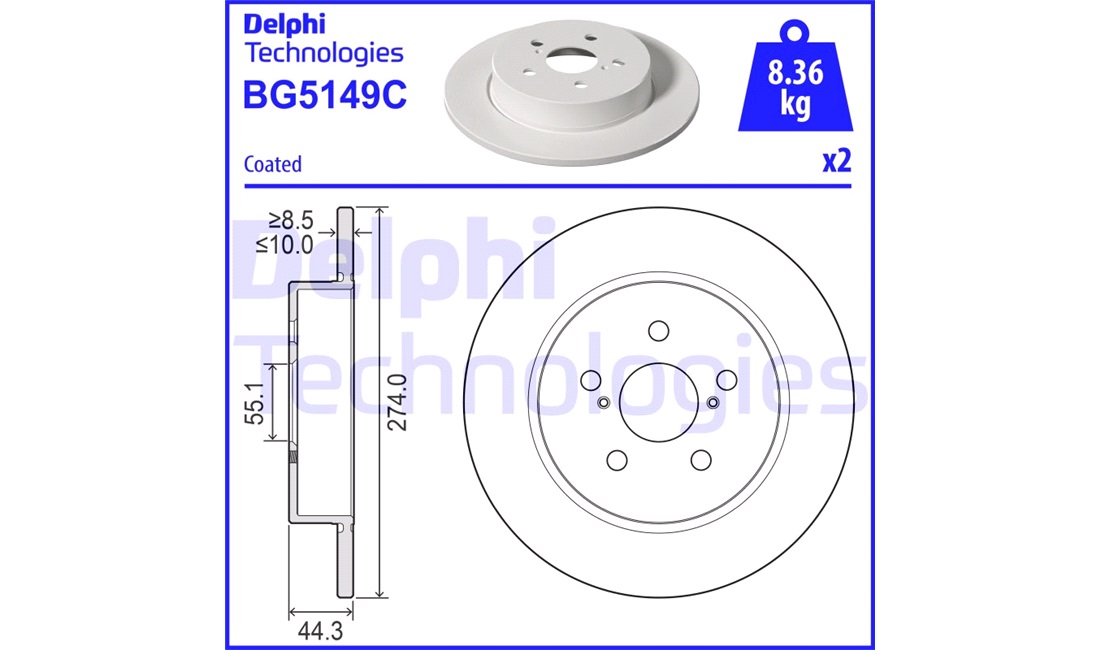 Bremseskive 274 x 10 mm