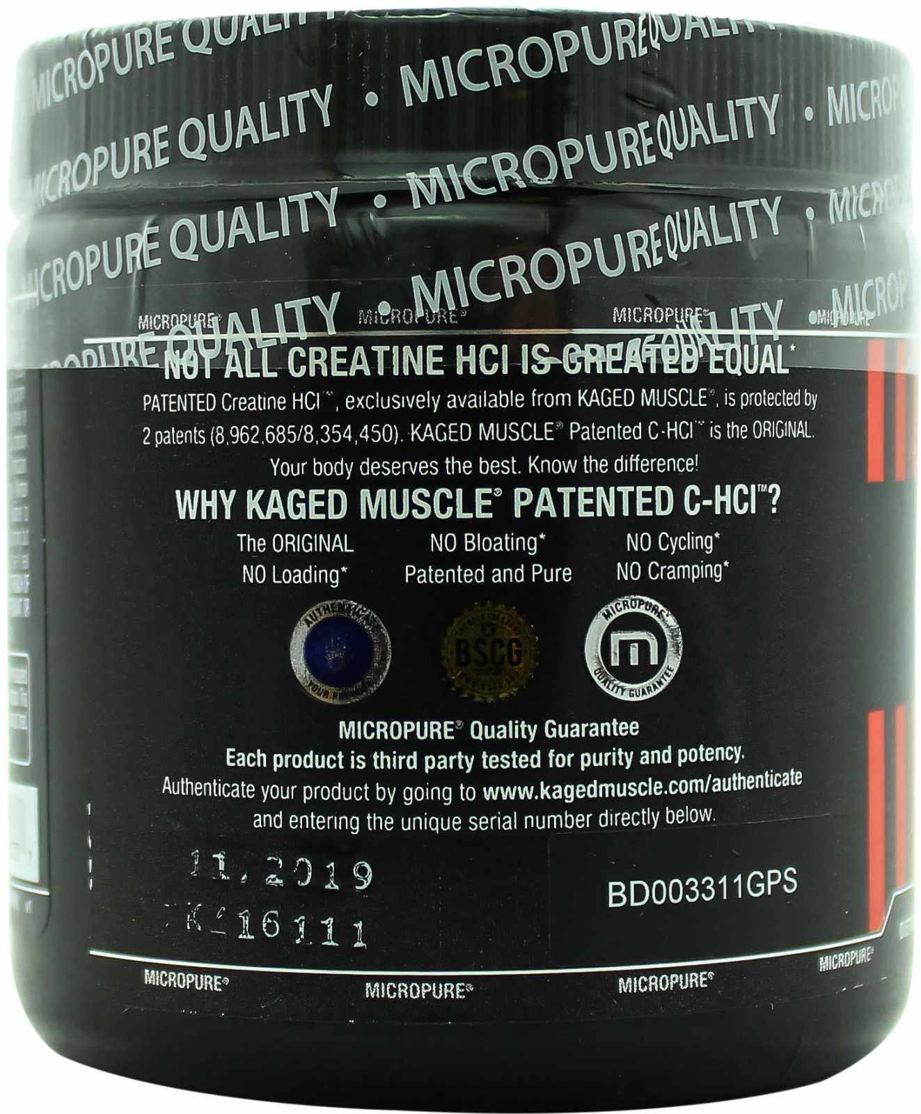 Kaged Muscle Creatina HCL - C-HCl 75 cápsulas vegetais