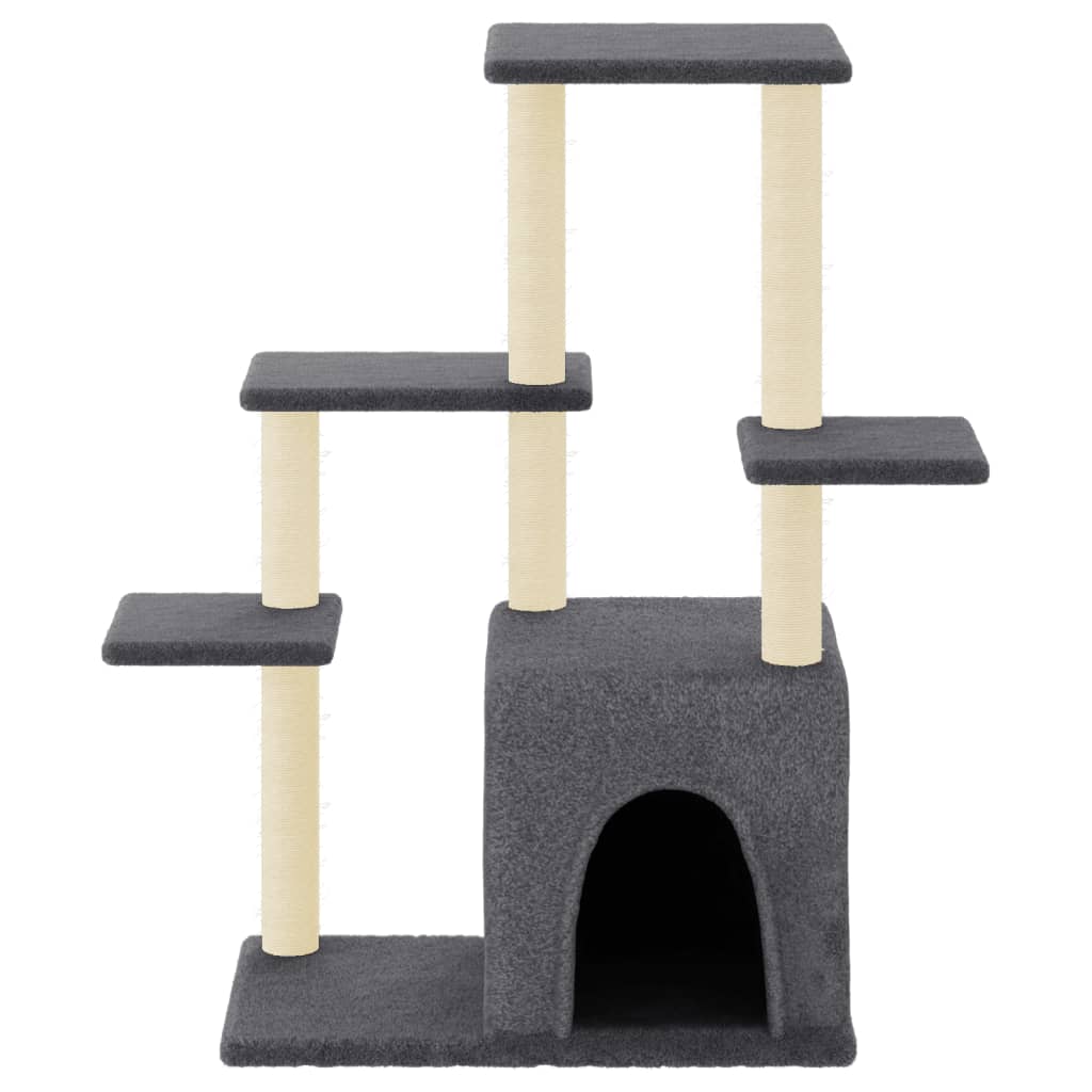Arranhador para gatos vidaXL com hastes de sisal cinza escuro, 97,5 cm
