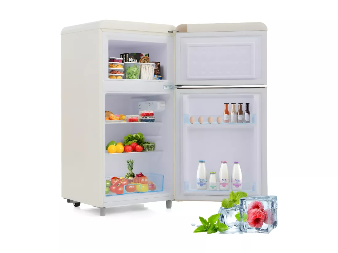 Réfrigérateur 72 litres de capacité totale, avec un compartiment congélateur de 21 litres
