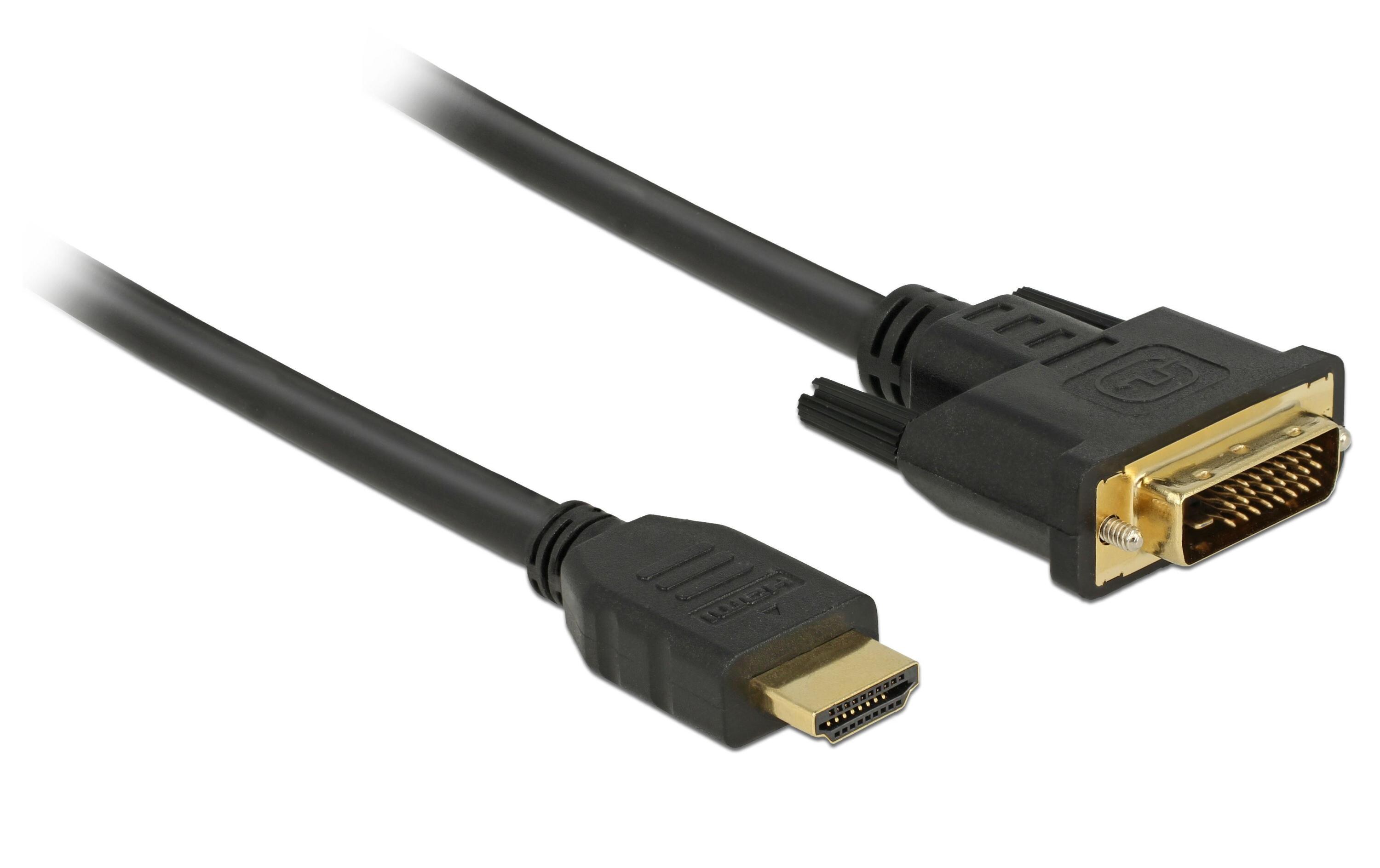 Kabel HDMI – DVI, 0.5 m, bidirektionalDelock HDMI zu DVI 24+1 Kabel bidirektional 0.5 m