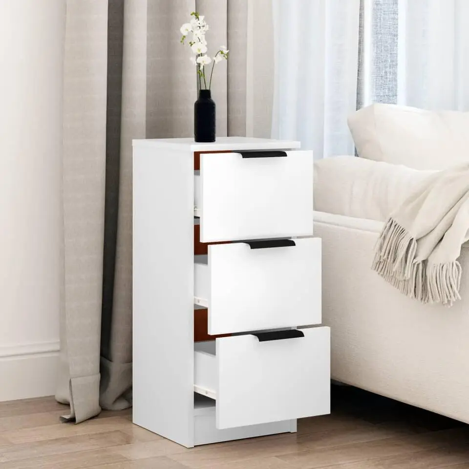 vidaXL - Dressoir met 3 lades - Wit - Bewerkt hout - 30x30x70 cm