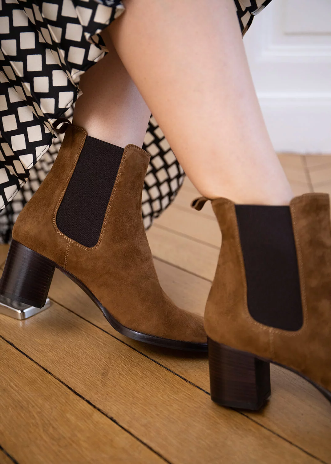 BOOTS MARIVAUX VELOURS CAMEL