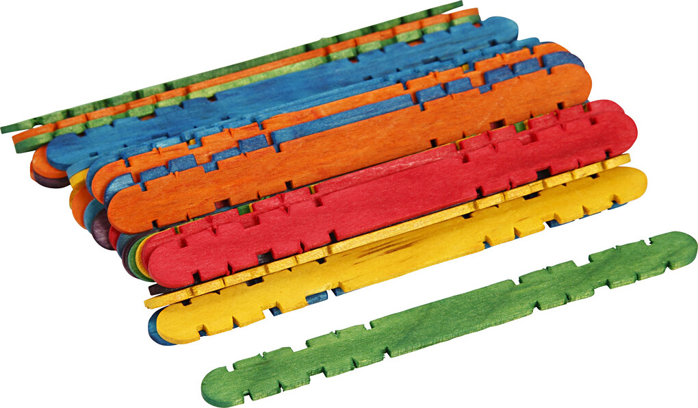 Konstruktionspinde - L 11,4 CM - B 10 MM - Assorterede Farver - 30 Stk