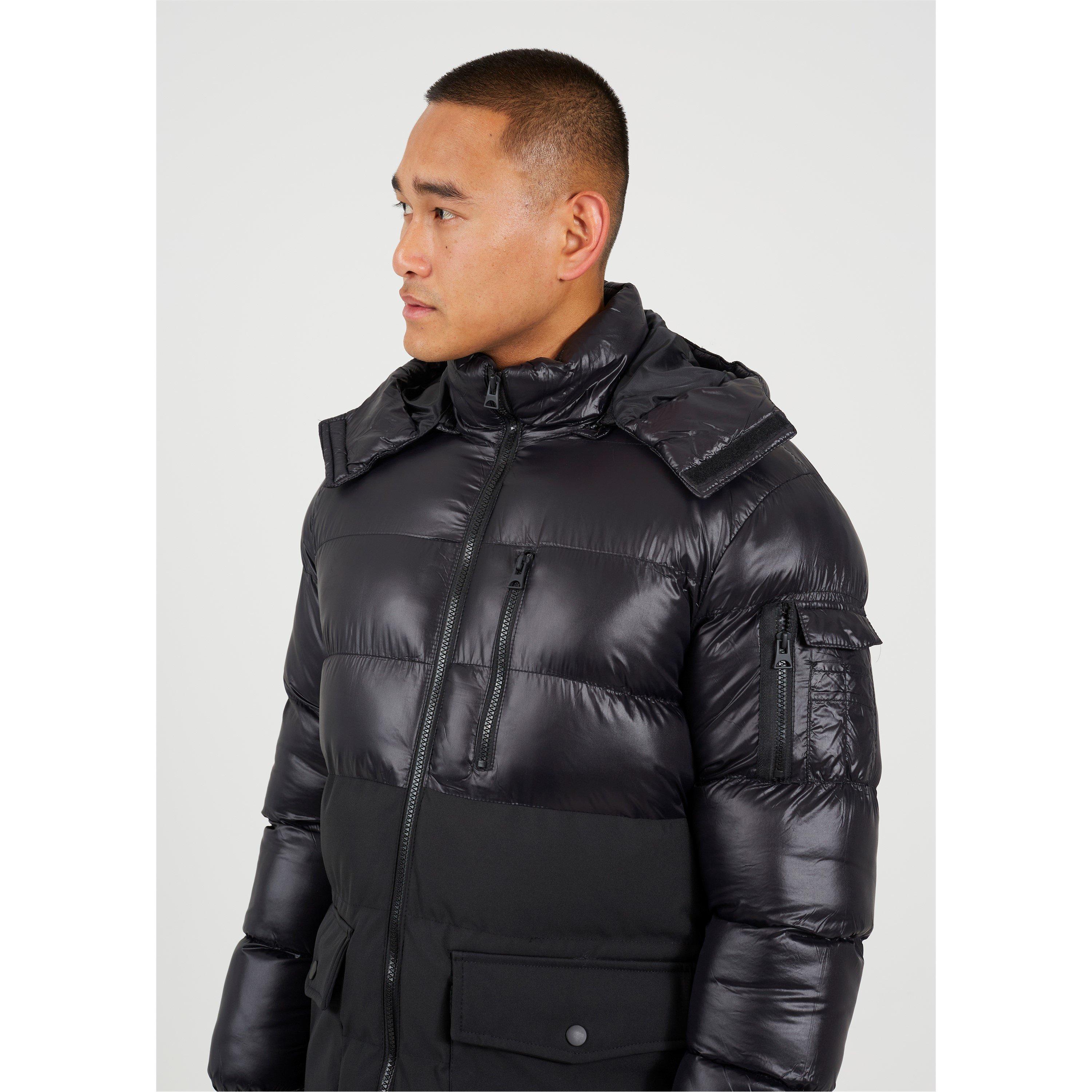 Brave Soul Longline Padded Jacket with Hood