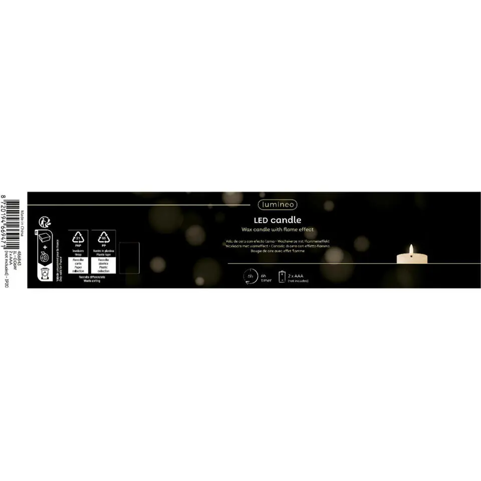 Lumineo LED kaars/stompkaars - lichtroze - D7,5 x H17,3 cm