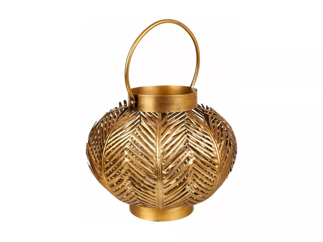Porte-bougie en métal doré 34x34x27h