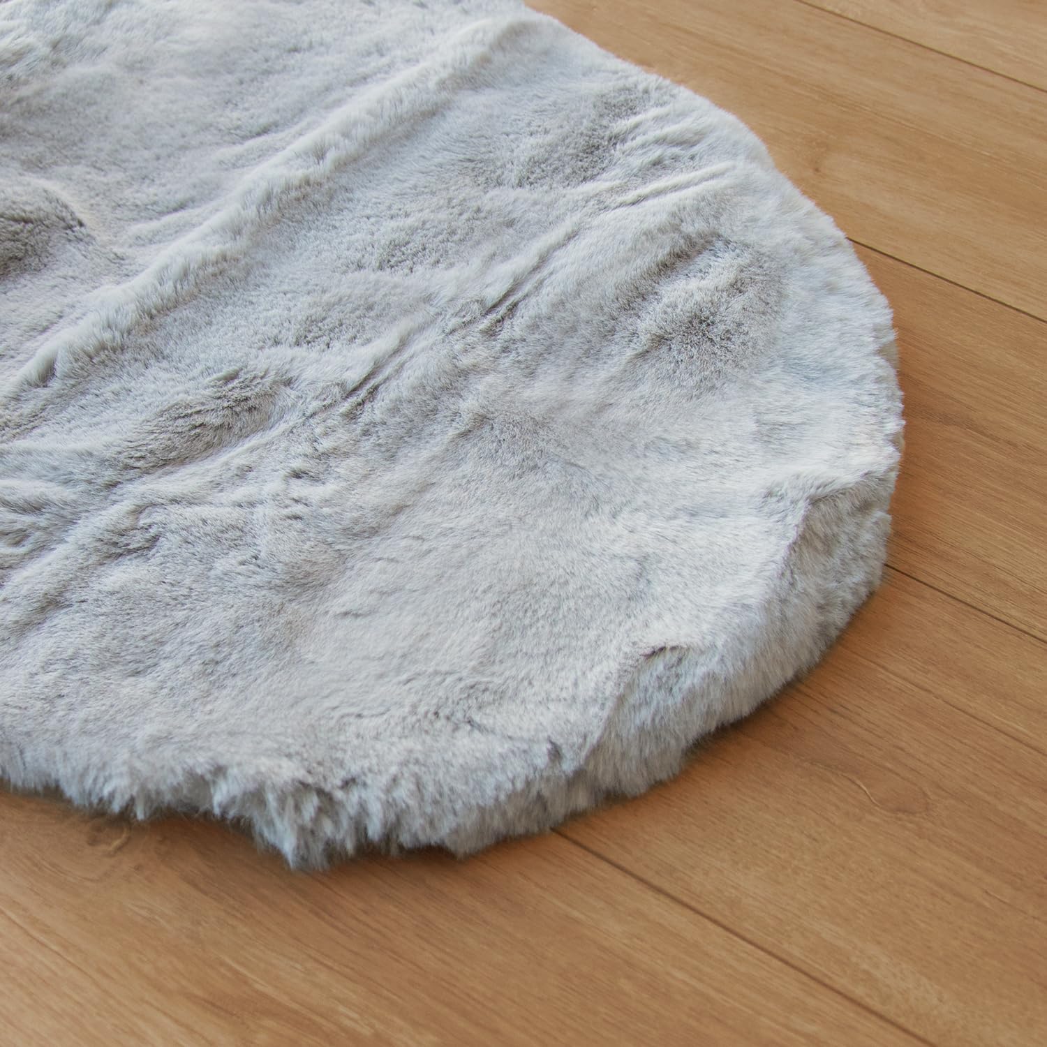 Teppich Wohnzimmer Rund Grau Waschbar 180 cm Flauschig Kunstfell Teppich Schlafzimmer Kinderzimmer Gegend Groß Weich