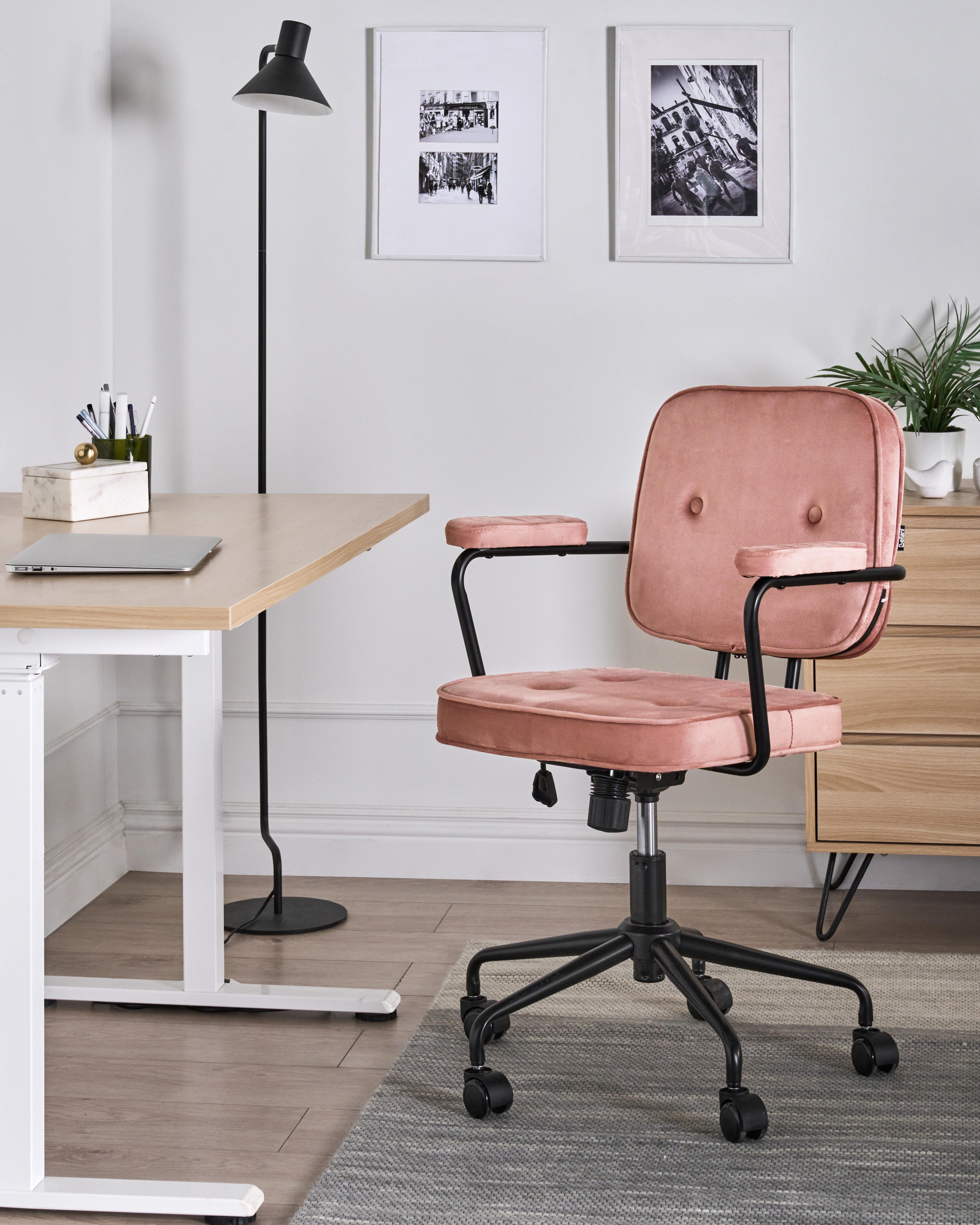 Bureaustoel PAWNEE Fluweel Roze