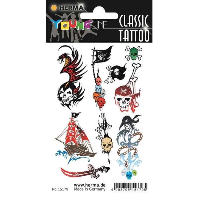 Kindertattoos - Pirat - 9 Stück