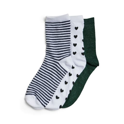 Pieces Jopi Glitter 3-pak Strømper, Trekking Green