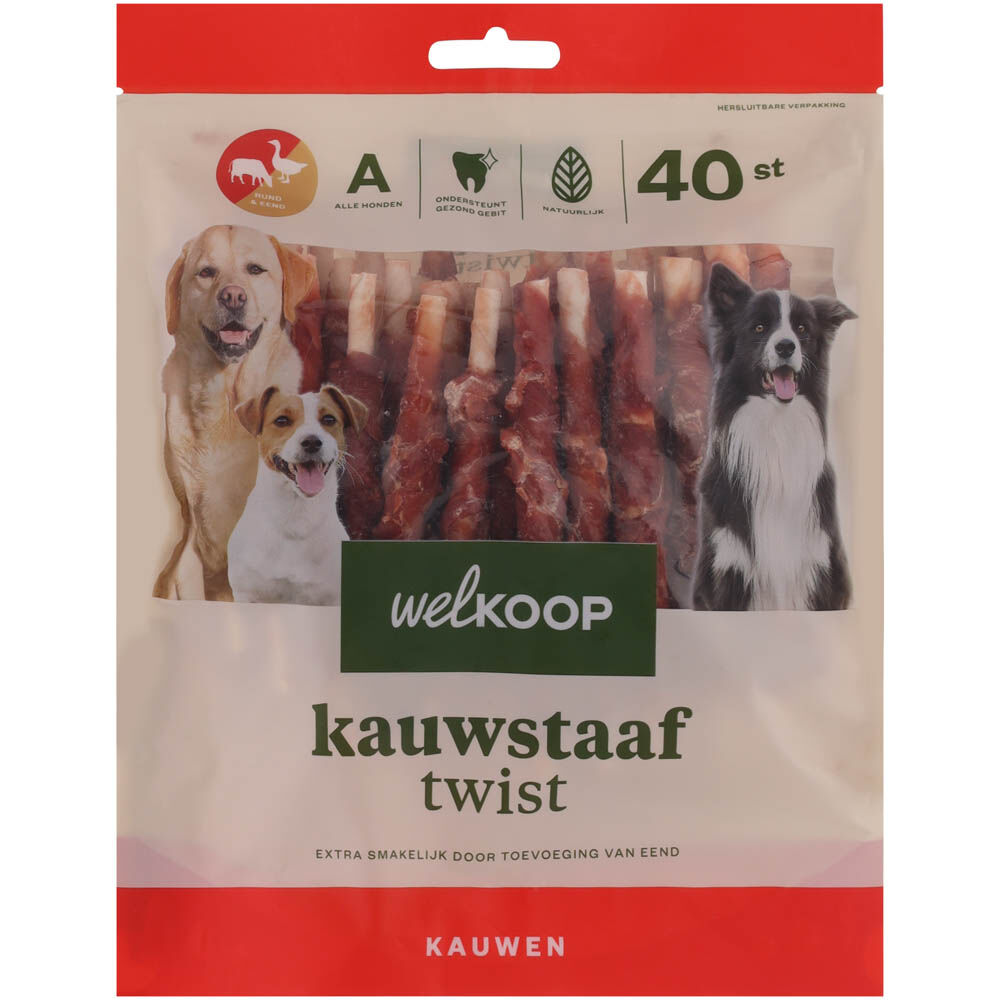 Welkoop - Kauwstaaf Twist - Extra Eendsmaak - 200 Gram - rund