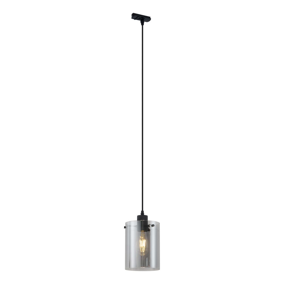 Moderne spot zwart met smoke glas voor railsysteem 1-fase - Iconic Dome