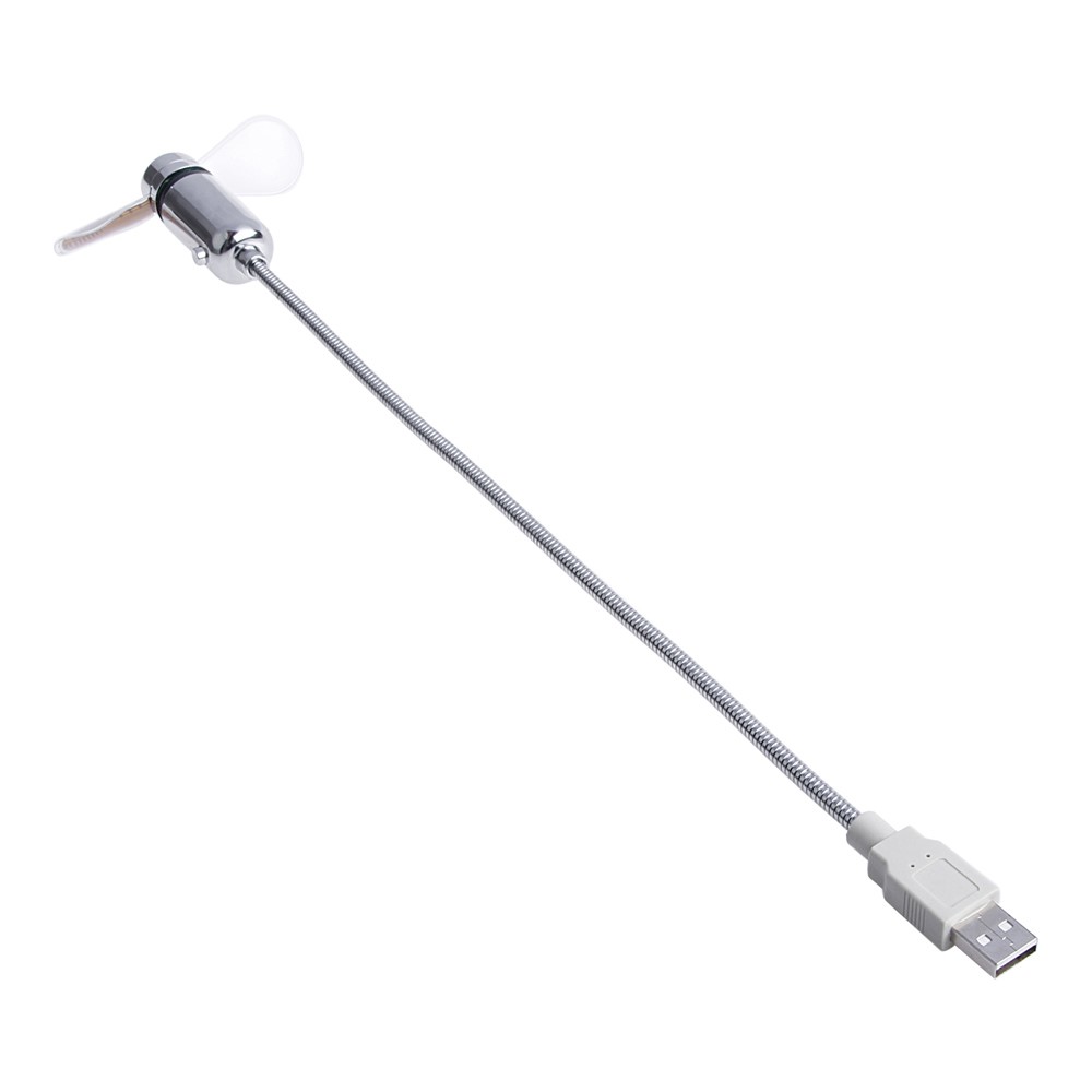 (41x9cm) Flexibler Mini USB Ventilator Schwanenhals Lüfter mit LED Uhrzeit Anzeige - Silber